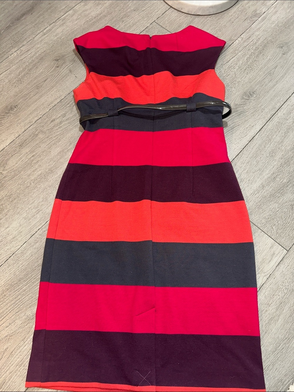 Calvin Klein Striped Sleeveless Midi Dress in Pink, Coral & Navy size 8 - Picture 4 of 8